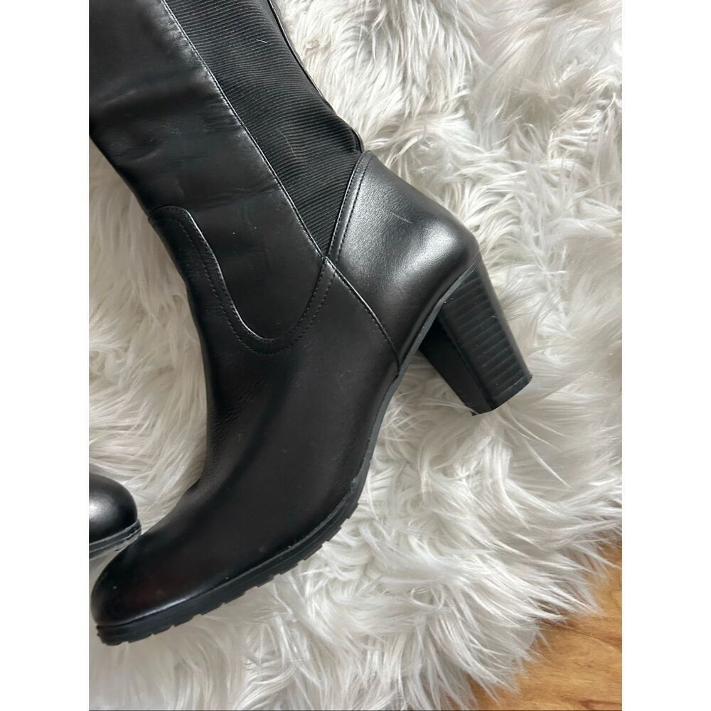 BASS Jasmine Women’s’ Black Leather KNEE HIGH Boots Black Riding Style Size 9M - Picture 2 of 7